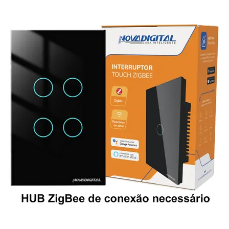 Interruptor Inteligente Zigbee NovaDigital 4 Teclas Touch Bivolt