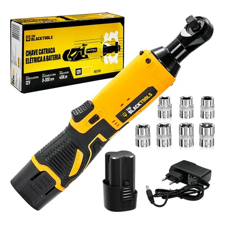 Chave Catraca A Bateria Sem Fio 12V 3/8 Pol 45 Nm The Black Tools