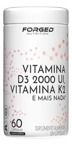 Vitamina D3 2000UI + K2 (Menaquinona-7) – 60 Cápsulas – Forged Nutrition