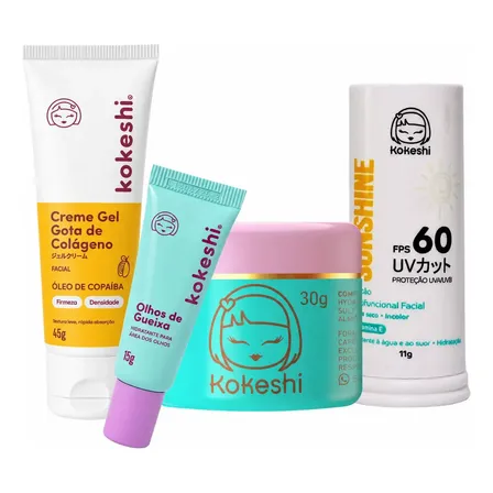 Kit Bastão Facial FPS60 Renovadores Gota de Colágeno Kokeshi