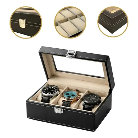 Caixa Maleta Estojo Porta Relógio Organizador 3 Lugares