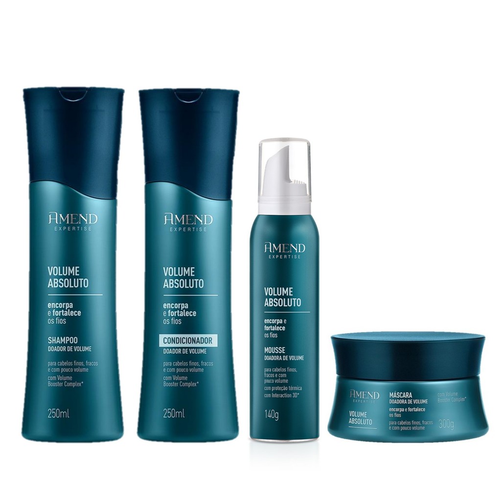 Amend KIT Volume Absoluto Shampoo e Condicionador 250ml Máscara 300g Mousse 151m