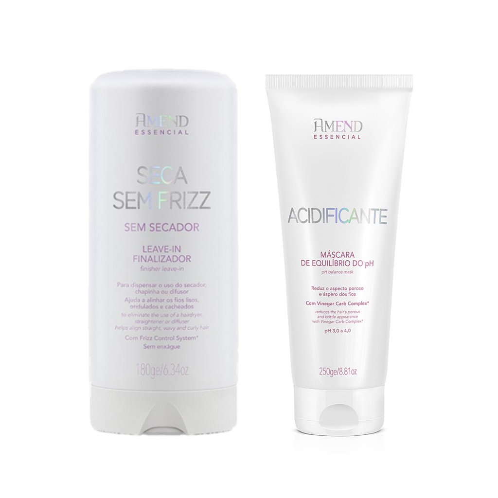 Amend KIT Seca Sem Frizz Leave in 180g Acidificante Máscara Equilíbrio do PH 250