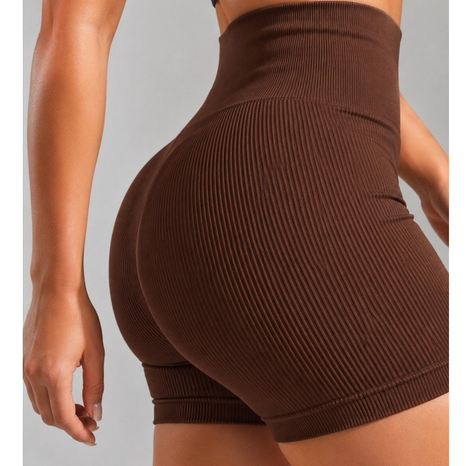 Short Fitness Canelado Feminino Sem Costura Zero Trasnparência Academia Premium