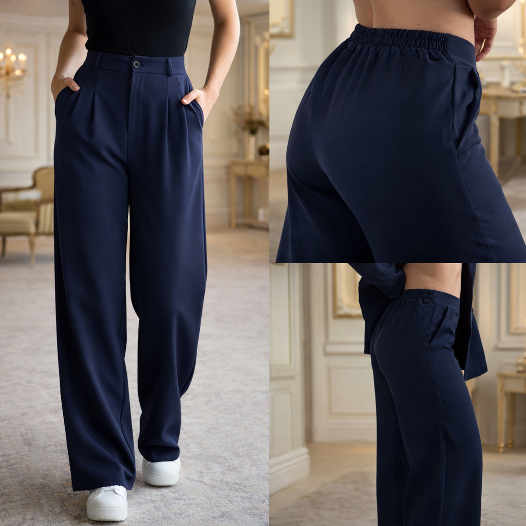 Calça Pantalona Alfaiataria Feminina COM ELÁSTICO NA CINTURA TECIDO DE QUALIDADE
