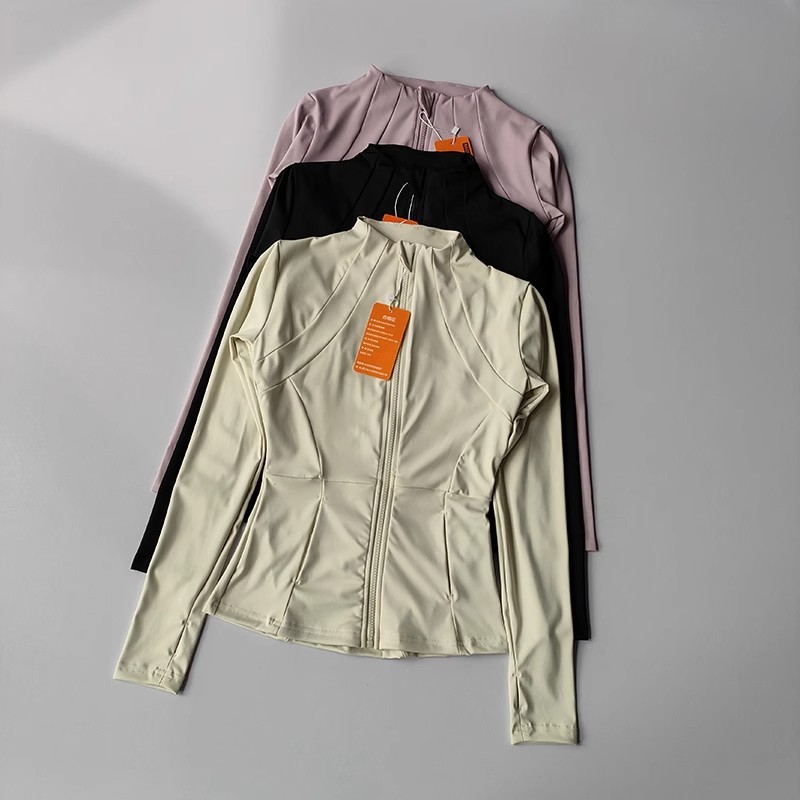 Mulheres Jaqueta Esportiva Zip Fitness Yoga Camisa Treino Correndo Casacos Quent