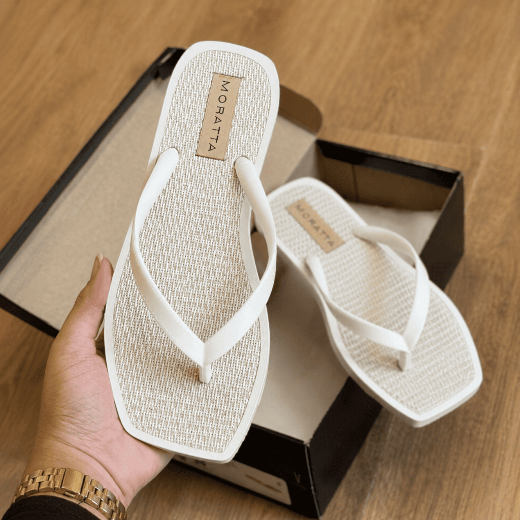 Chinelo Feminino Rasteira Bico Quadrado Palminha Texturizada Efeito Palha Confor