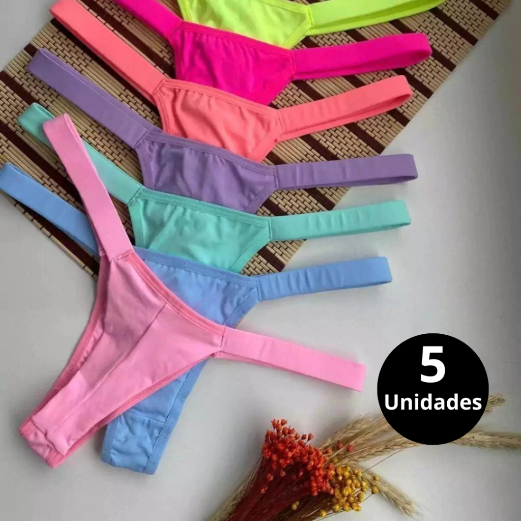 Kit C 5 Calcinha Fio Dental Fio Duplo Calcinha Feminina Lingerie Sensual